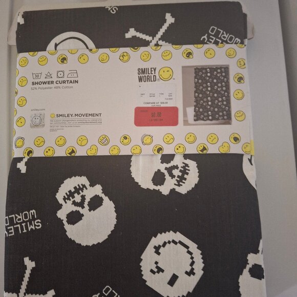 Smiles and Skulls Fabric Shower Curtain - Picture 3 of 3
